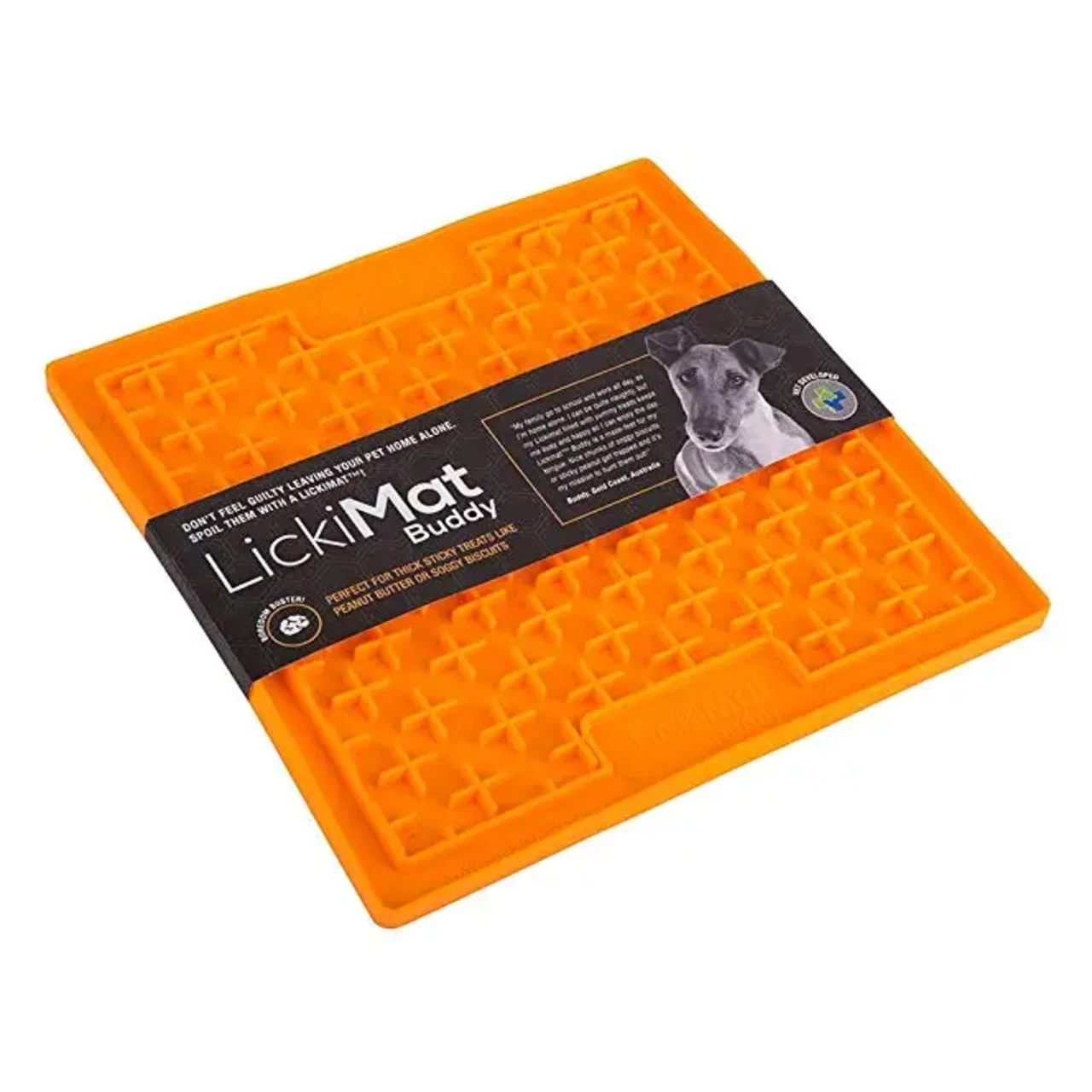 LickiMat Slikkemåtte 20 x 20 cm Orange - aktiveringsmåtte til hunde